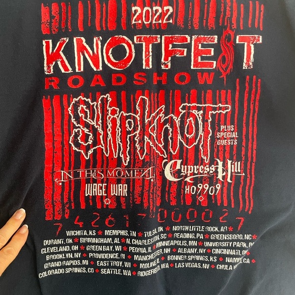 Slipknot Knotfest Roadshow 2022  Navy Blue T-Shirt in size large - Picture 5 of 5